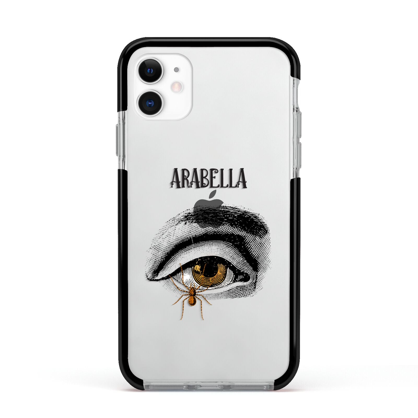 Personalised Vintage Halloween Eye Apple iPhone 11 in White with Black Impact Case