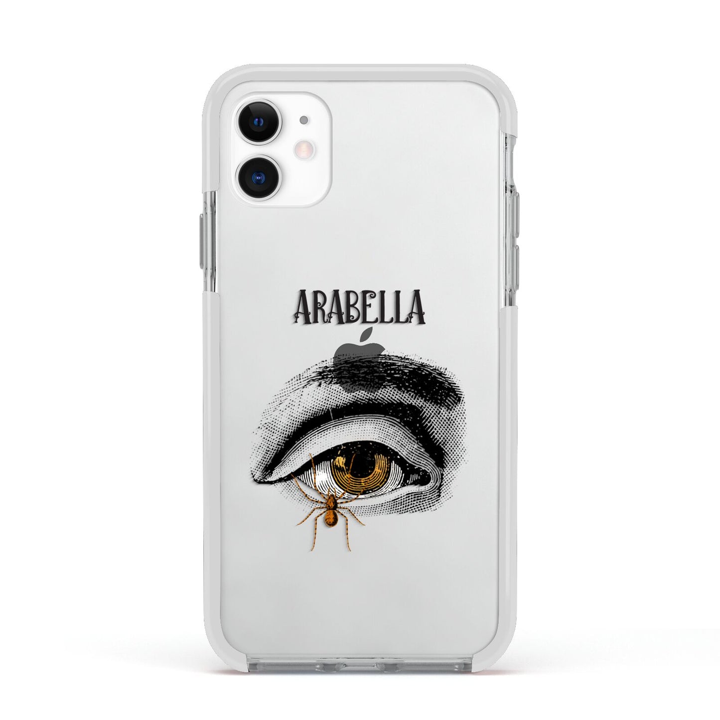 Personalised Vintage Halloween Eye Apple iPhone 11 in White with White Impact Case