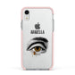 Personalised Vintage Halloween Eye Apple iPhone XR Impact Case Pink Edge on Silver Phone