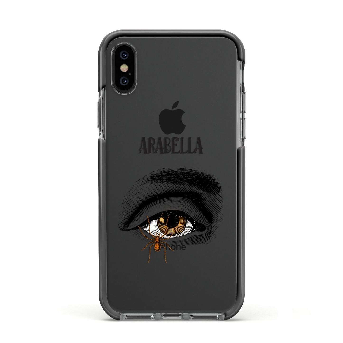 Personalised Vintage Halloween Eye Apple iPhone Xs Impact Case Black Edge on Black Phone