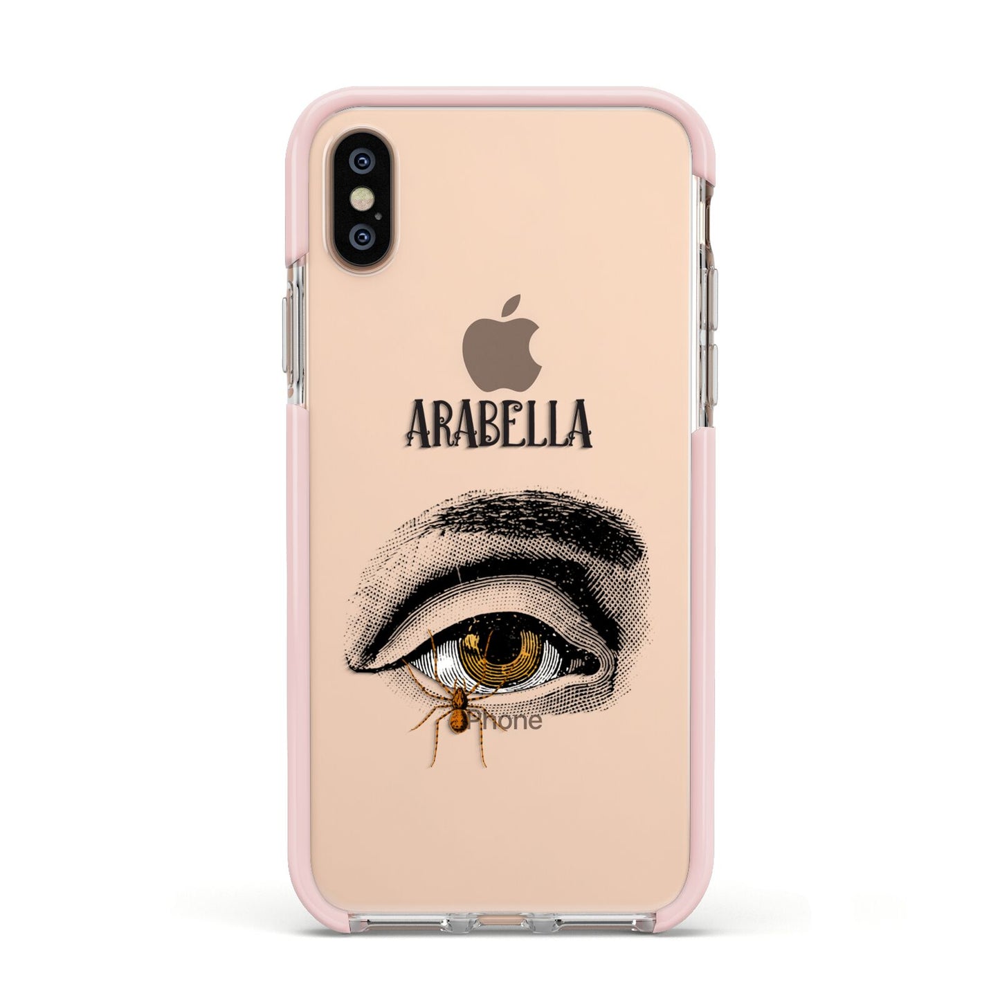 Personalised Vintage Halloween Eye Apple iPhone Xs Impact Case Pink Edge on Gold Phone