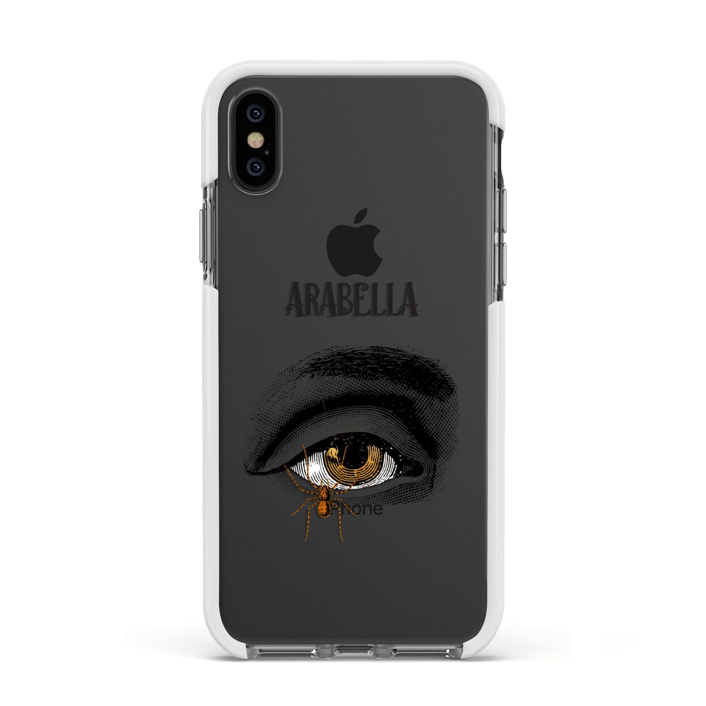 Personalised Vintage Halloween Eye Apple iPhone Xs Impact Case White Edge on Black Phone