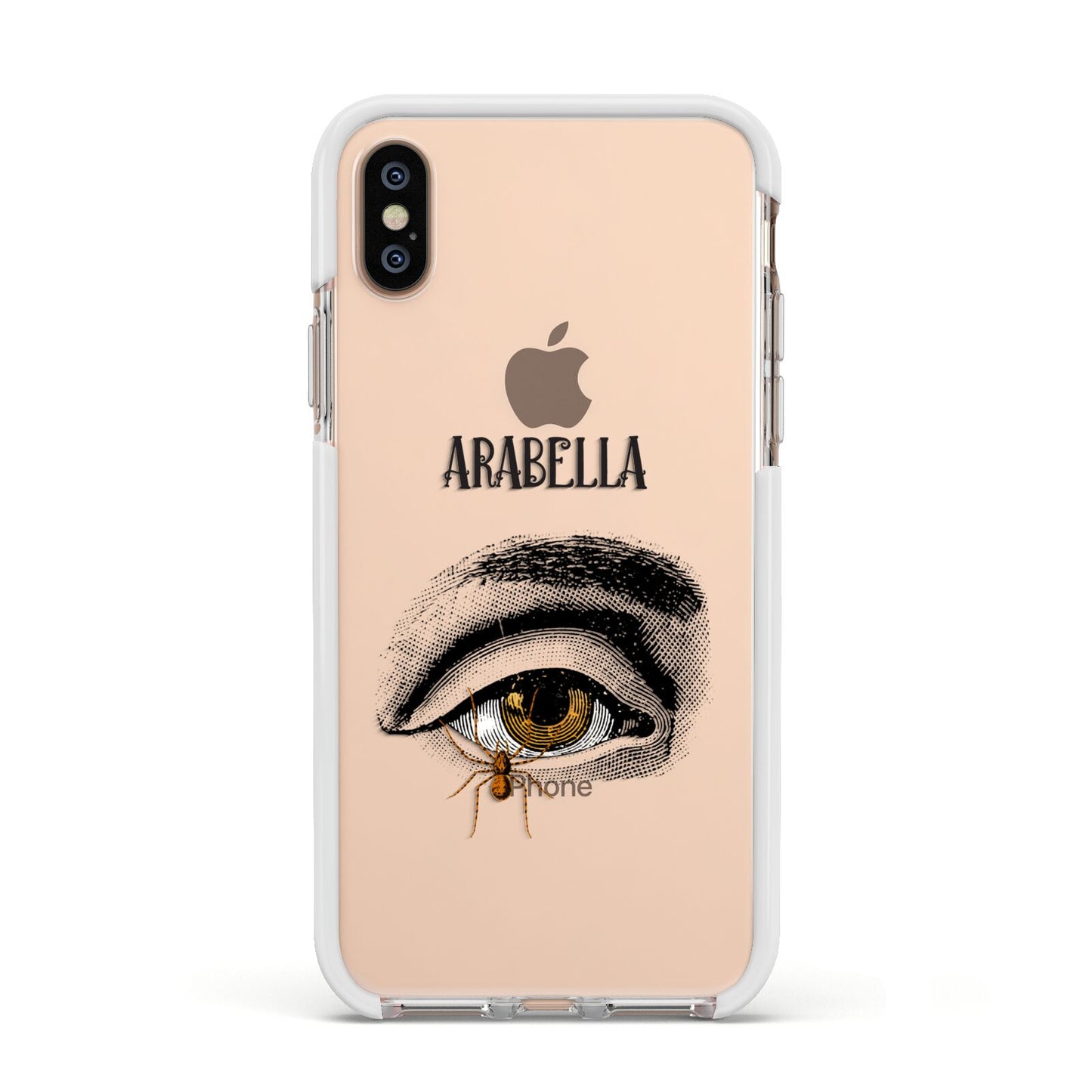 Personalised Vintage Halloween Eye Apple iPhone Xs Impact Case White Edge on Gold Phone