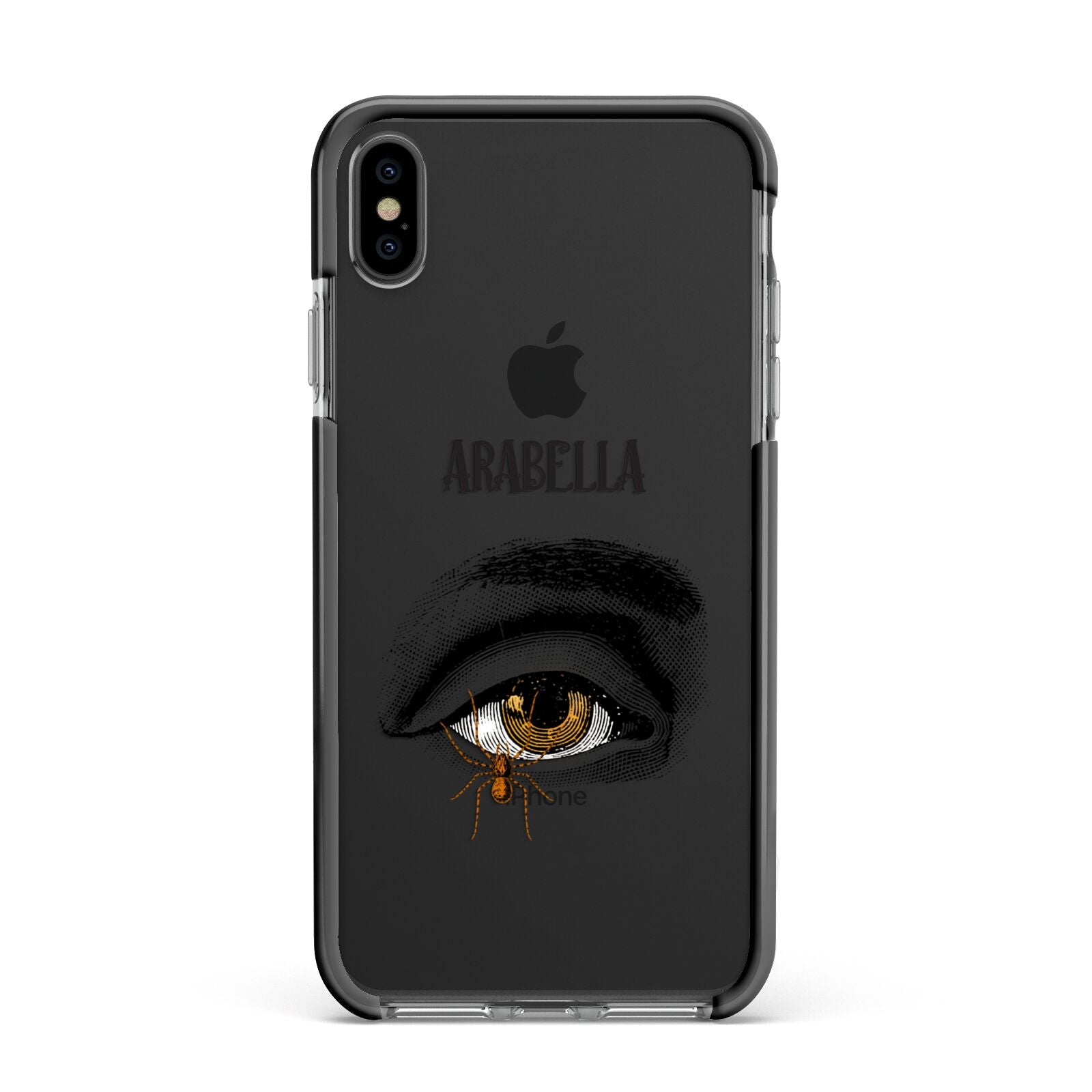 Personalised Vintage Halloween Eye Apple iPhone Xs Max Impact Case Black Edge on Black Phone