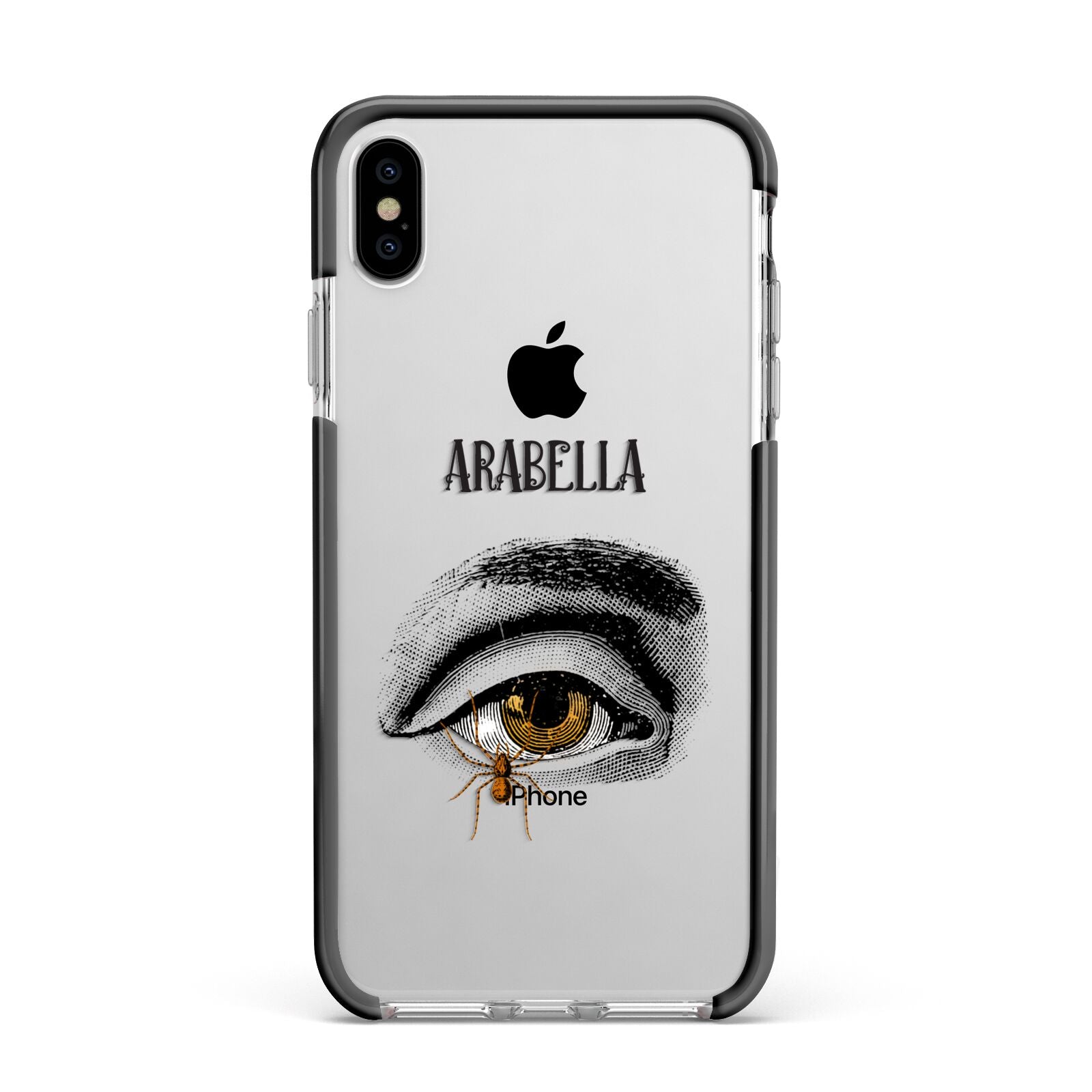 Personalised Vintage Halloween Eye Apple iPhone Xs Max Impact Case Black Edge on Silver Phone