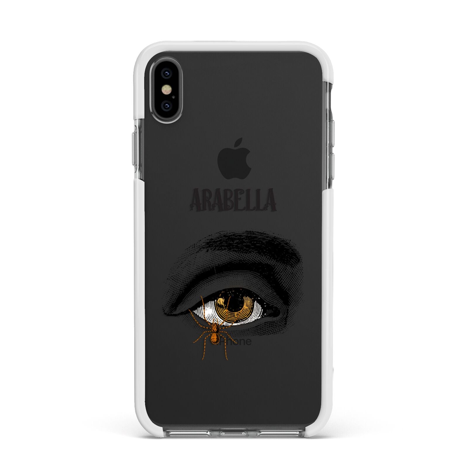 Personalised Vintage Halloween Eye Apple iPhone Xs Max Impact Case White Edge on Black Phone
