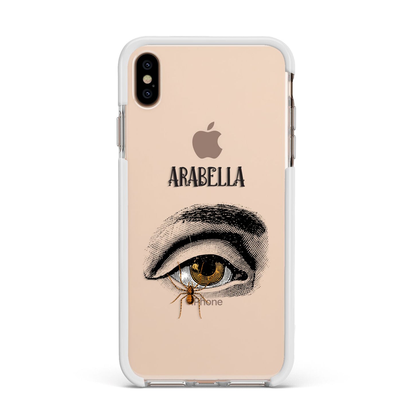 Personalised Vintage Halloween Eye Apple iPhone Xs Max Impact Case White Edge on Gold Phone