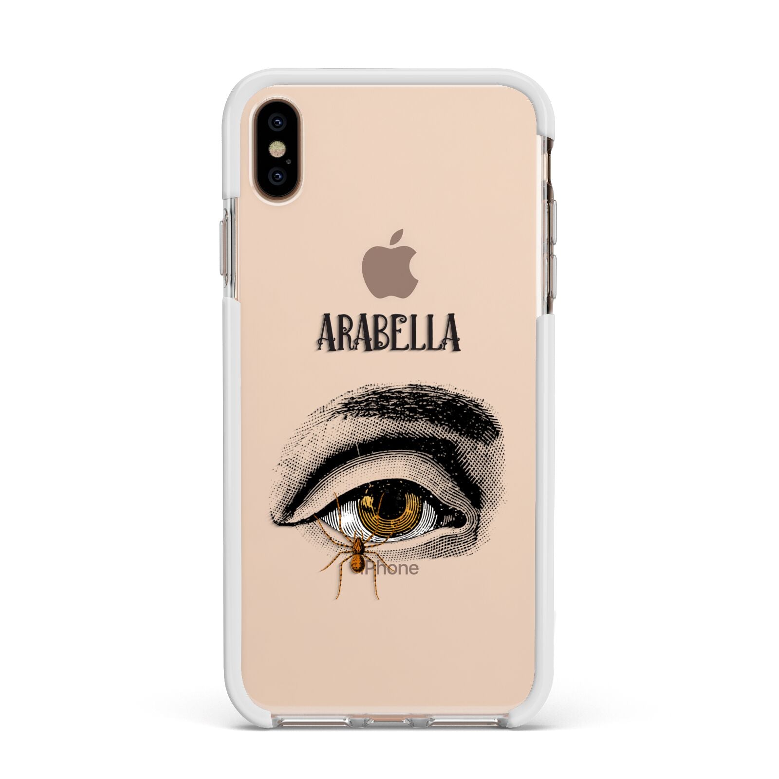 Personalised Vintage Halloween Eye Apple iPhone Xs Max Impact Case White Edge on Gold Phone