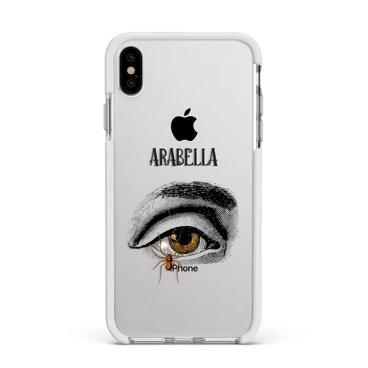 Personalised Vintage Halloween Eye Apple iPhone Xs Max Impact Case White Edge on Silver Phone