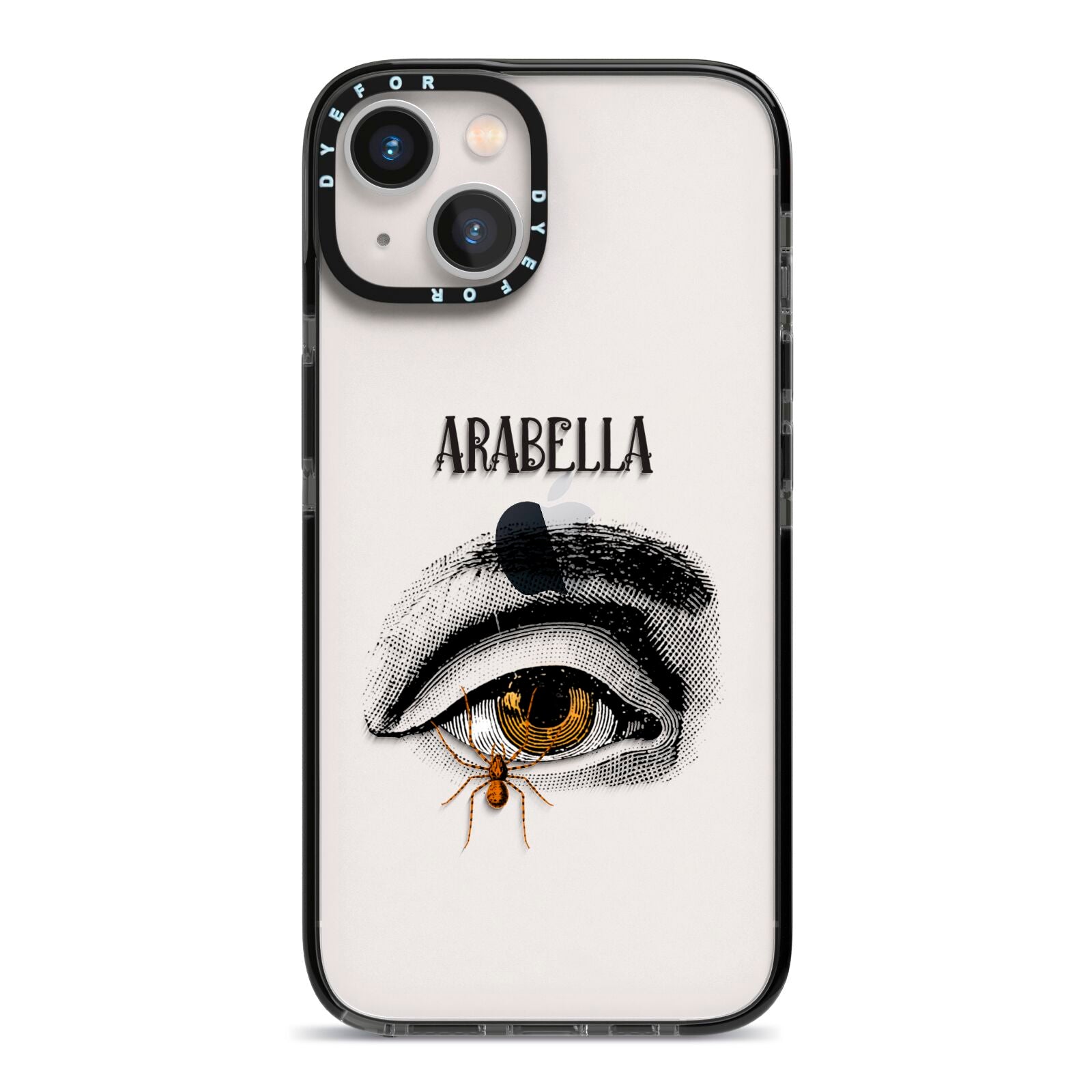 Personalised Vintage Halloween Eye iPhone 13 Black Impact Case on Silver phone