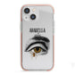 Personalised Vintage Halloween Eye iPhone 13 Mini TPU Impact Case with Pink Edges