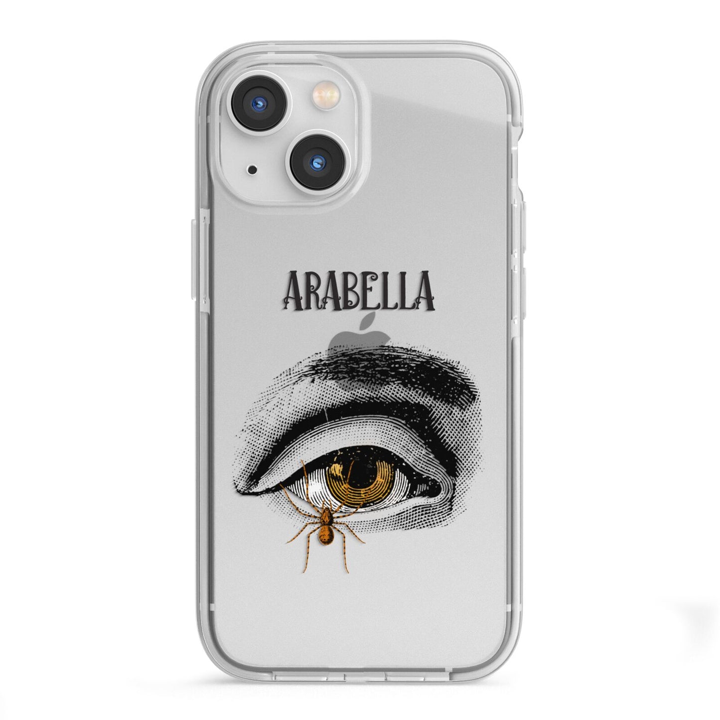 Personalised Vintage Halloween Eye iPhone 13 Mini TPU Impact Case with White Edges