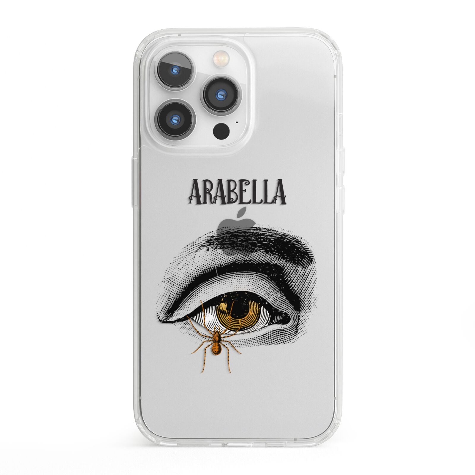 Personalised Vintage Halloween Eye iPhone 13 Pro Clear Bumper Case