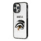 Personalised Vintage Halloween Eye iPhone 13 Pro Max Black Impact Case Side Angle on Silver phone