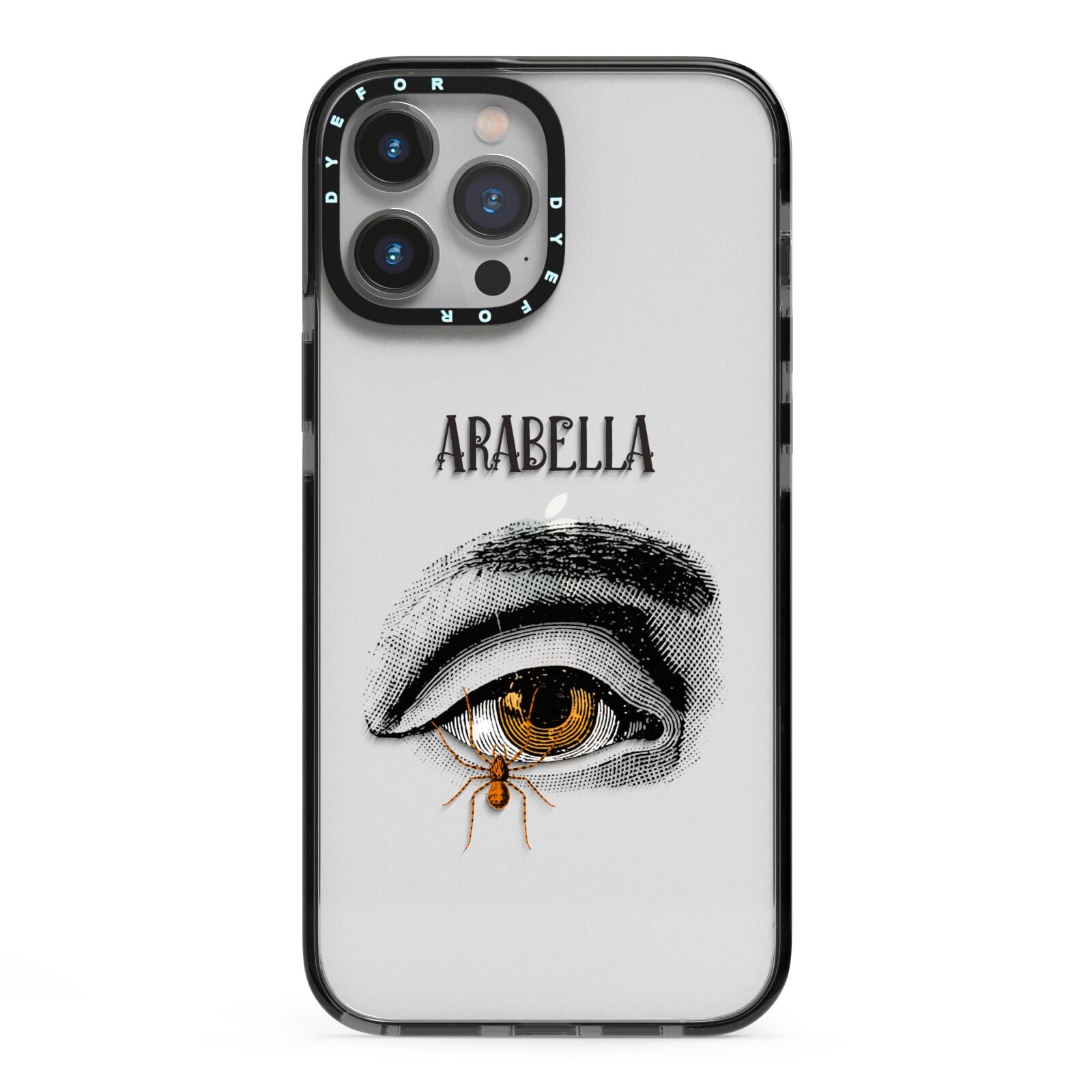 Personalised Vintage Halloween Eye iPhone 13 Pro Max Black Impact Case on Silver phone