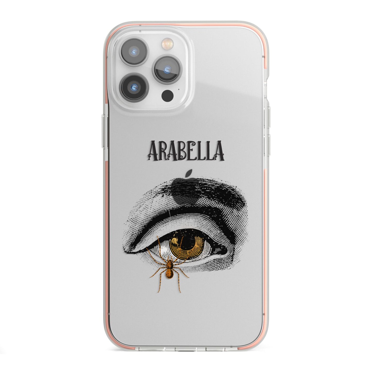Personalised Vintage Halloween Eye iPhone 13 Pro Max TPU Impact Case with Pink Edges