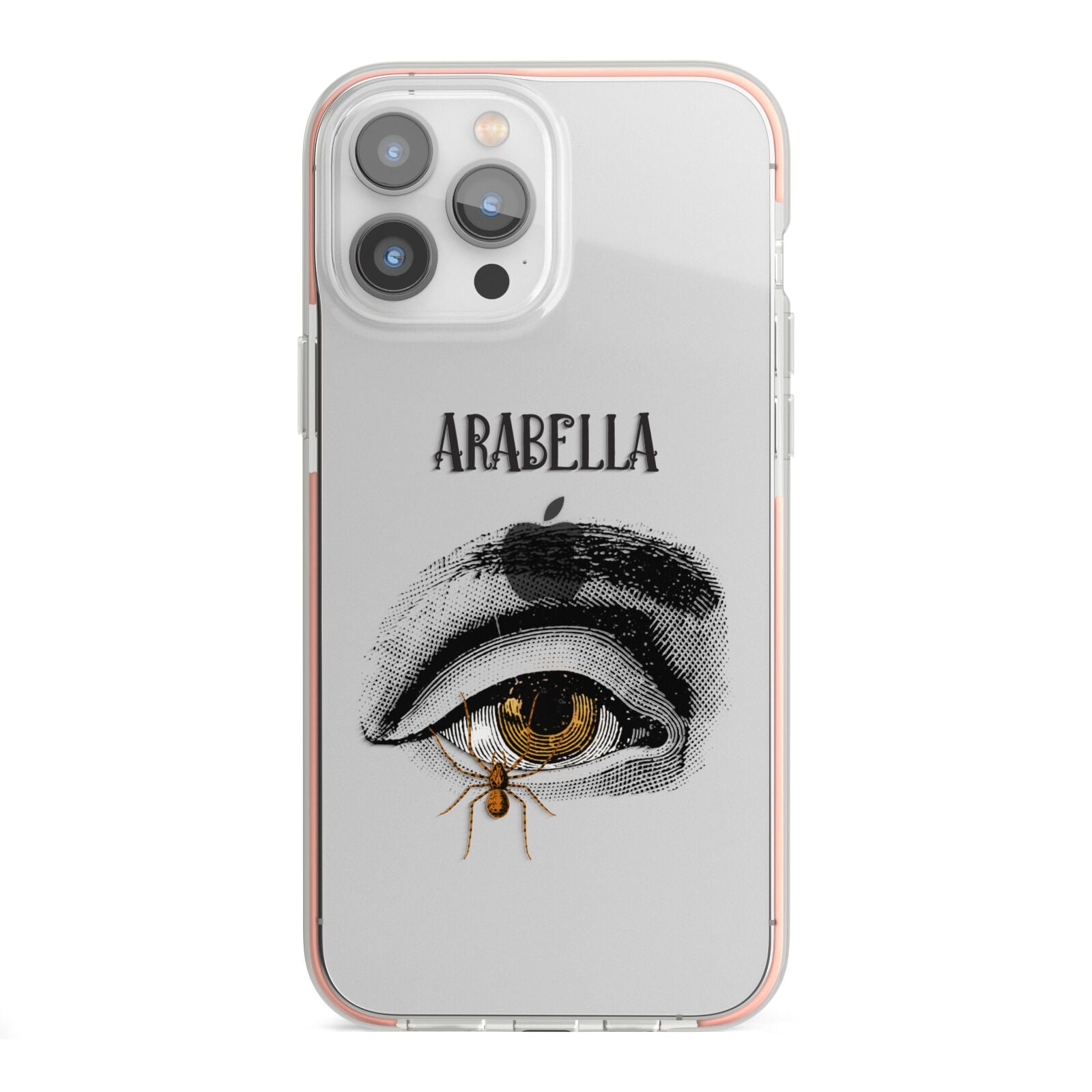 Personalised Vintage Halloween Eye iPhone 13 Pro Max TPU Impact Case with Pink Edges