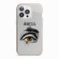 Personalised Vintage Halloween Eye iPhone 13 Pro TPU Impact Case with Pink Edges