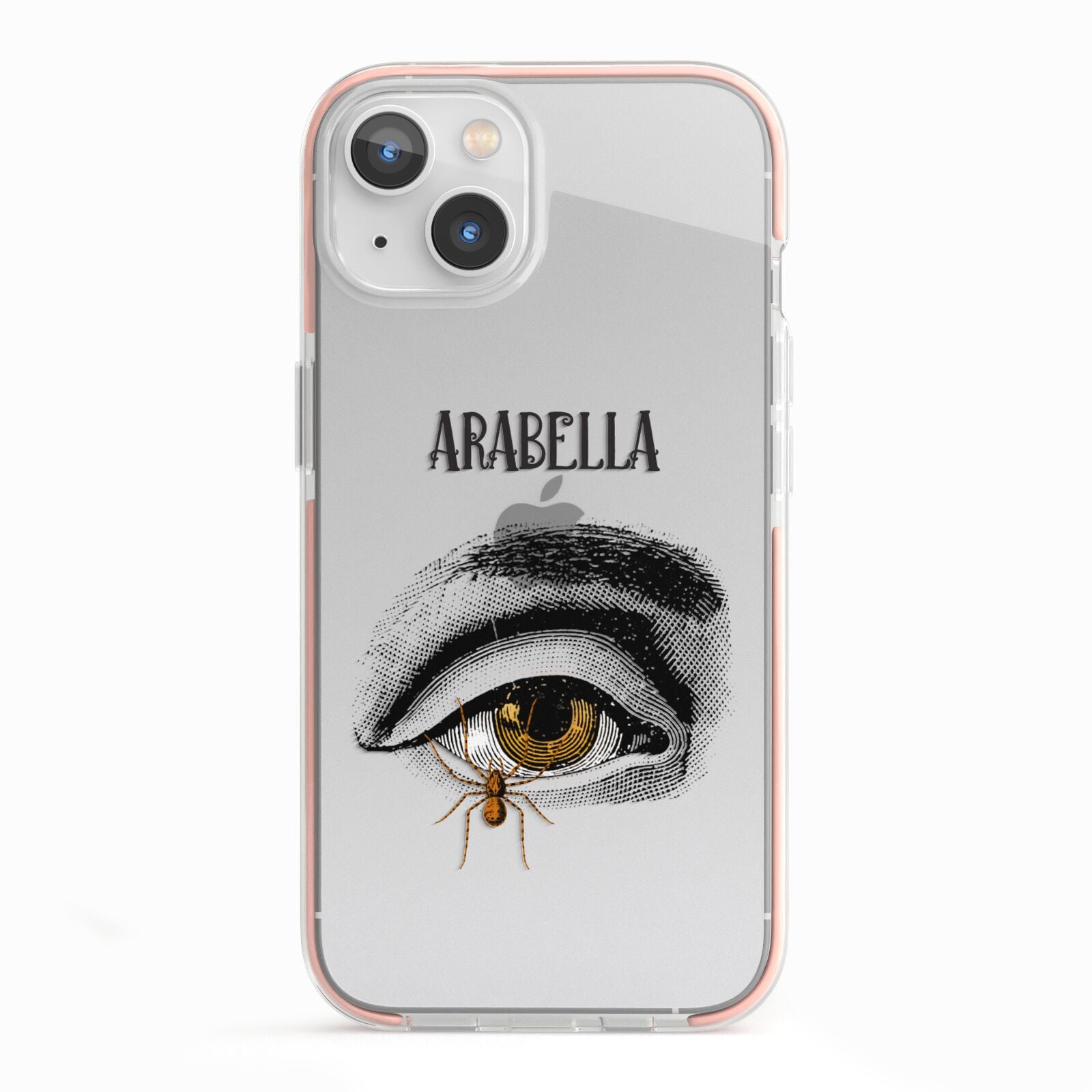 Personalised Vintage Halloween Eye iPhone 13 TPU Impact Case with Pink Edges