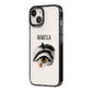 Personalised Vintage Halloween Eye iPhone 14 Black Impact Case Side Angle on Silver phone