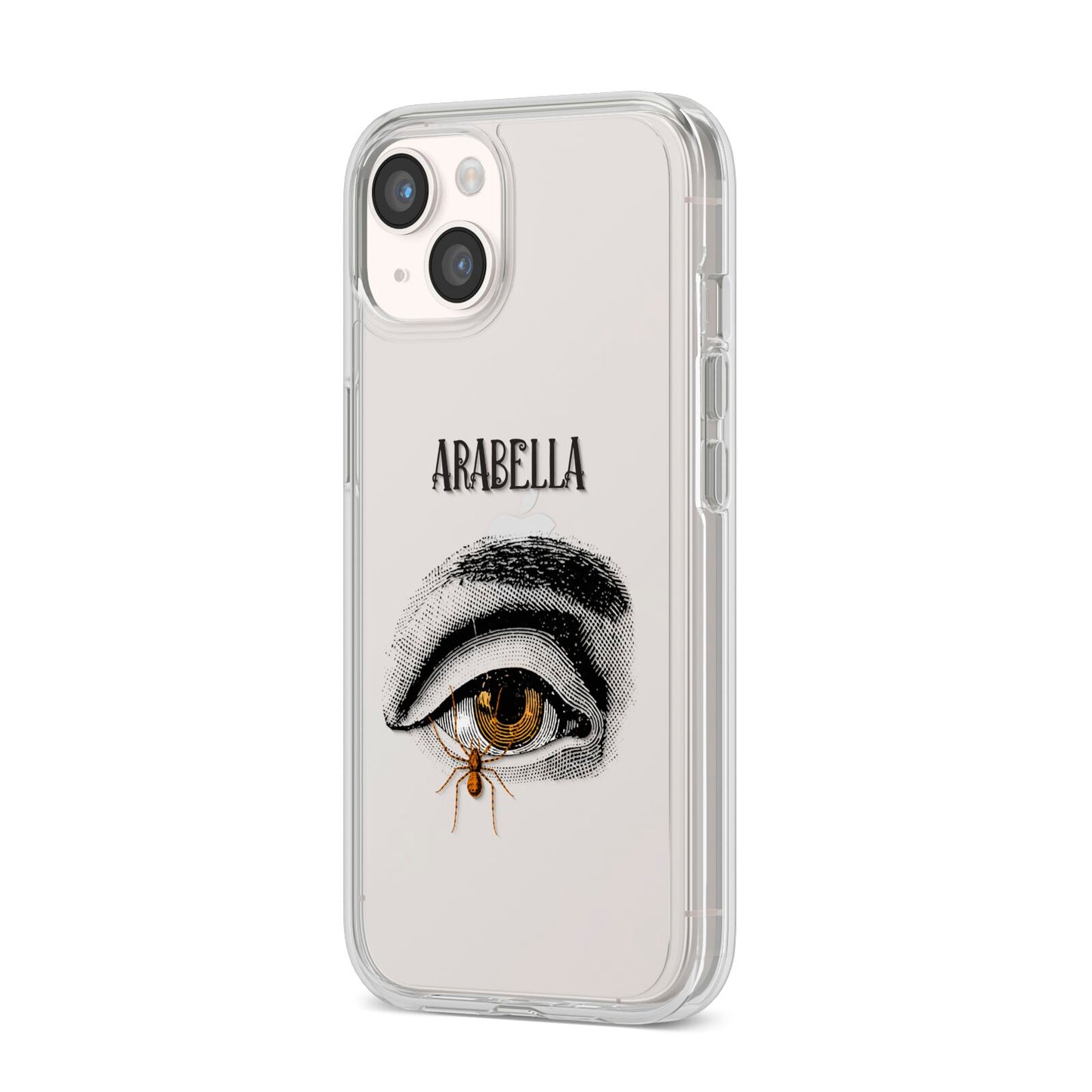 Personalised Vintage Halloween Eye iPhone 14 Clear Tough Case Starlight Angled Image