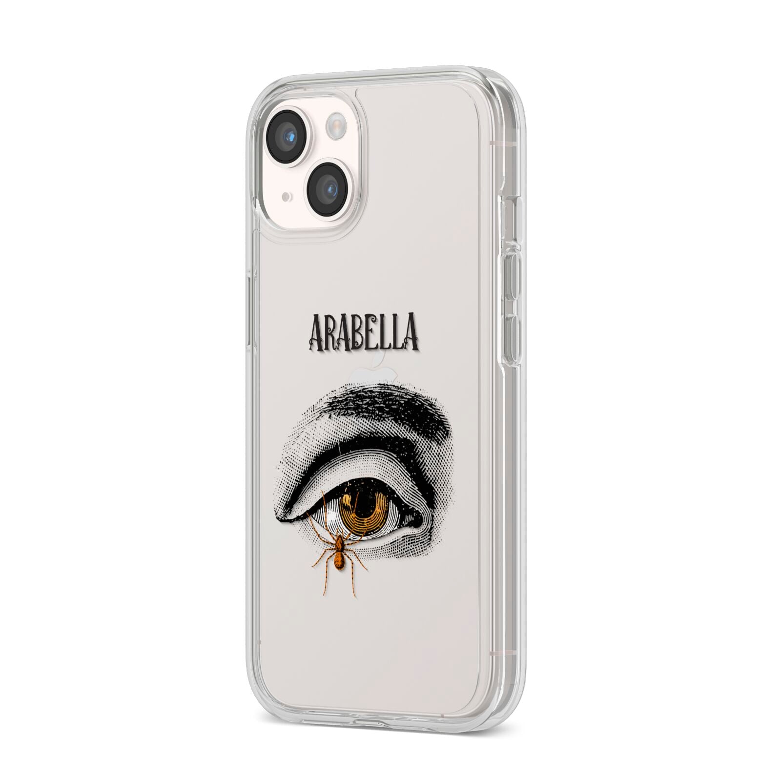 Personalised Vintage Halloween Eye iPhone 14 Clear Tough Case Starlight Angled Image