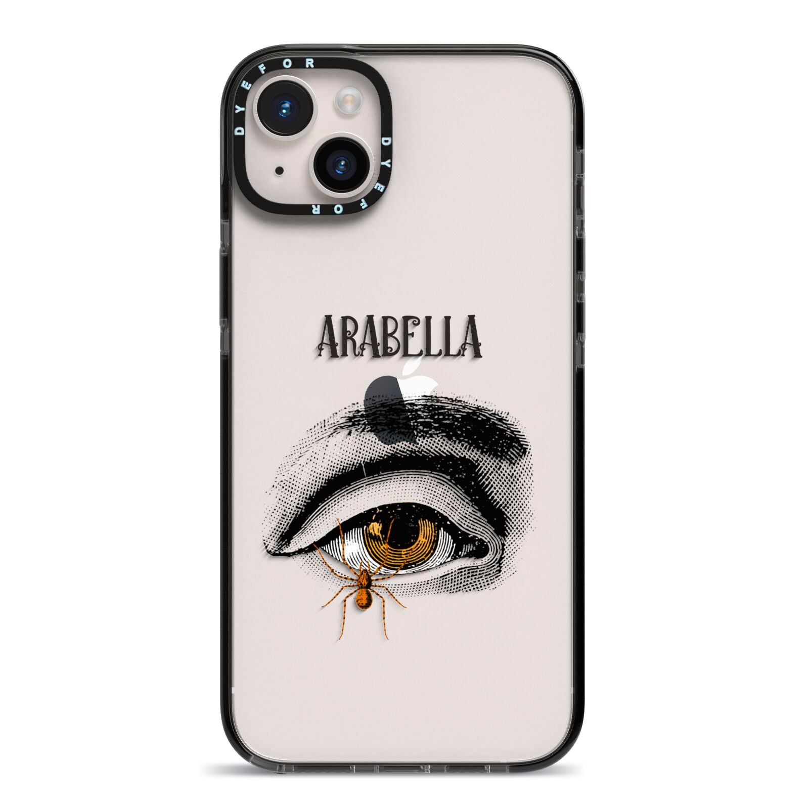 Personalised Vintage Halloween Eye iPhone 14 Plus Black Impact Case on Silver phone