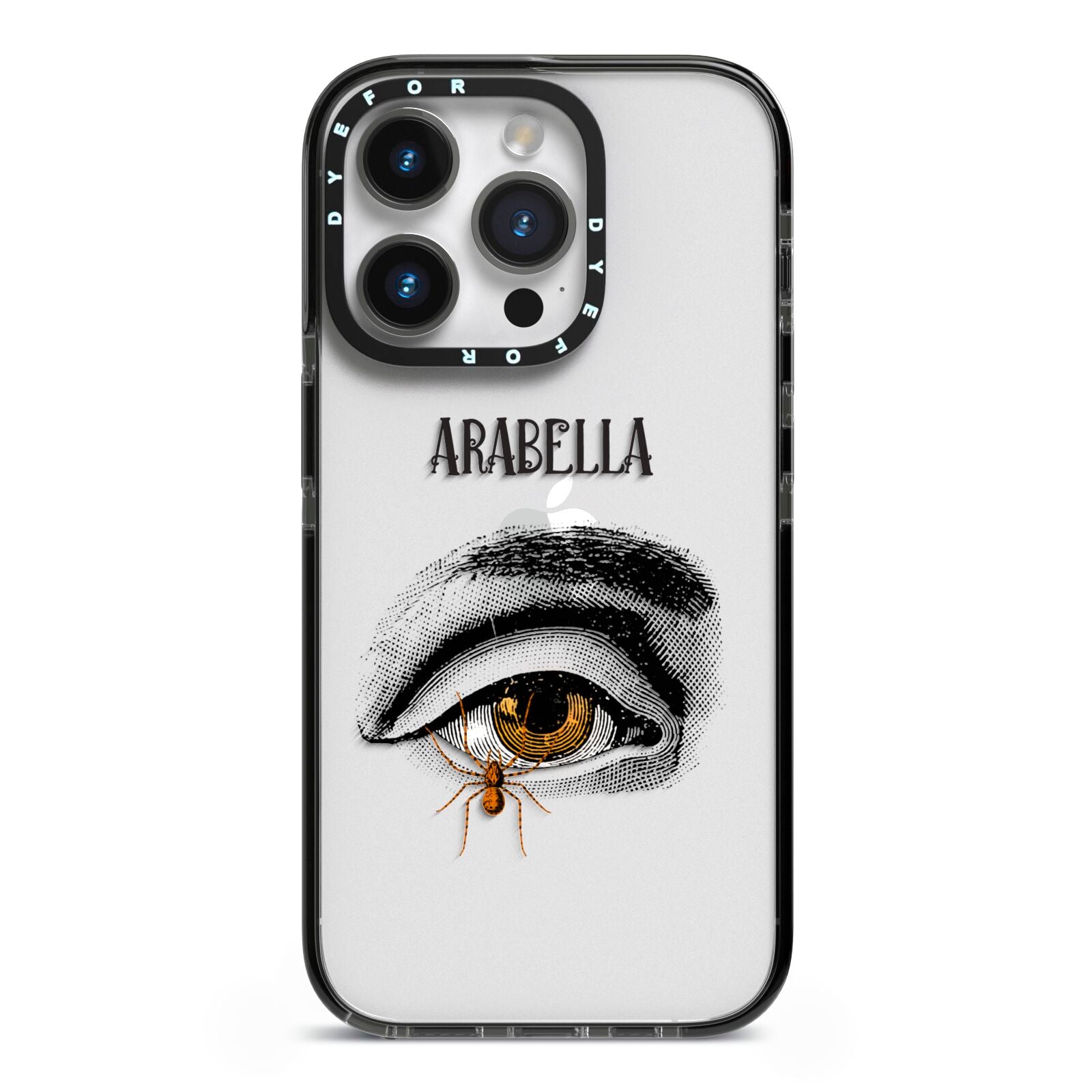 Personalised Vintage Halloween Eye iPhone 14 Pro Black Impact Case on Silver phone