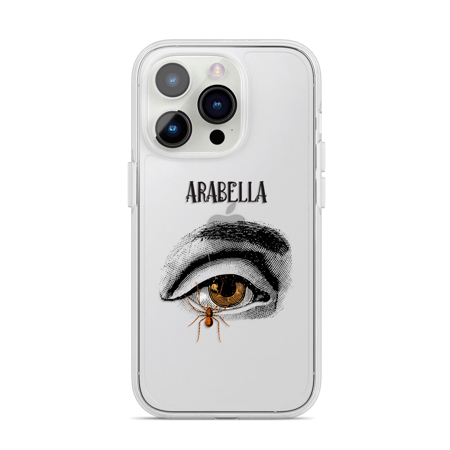 Personalised Vintage Halloween Eye iPhone 14 Pro Clear Tough Case Silver