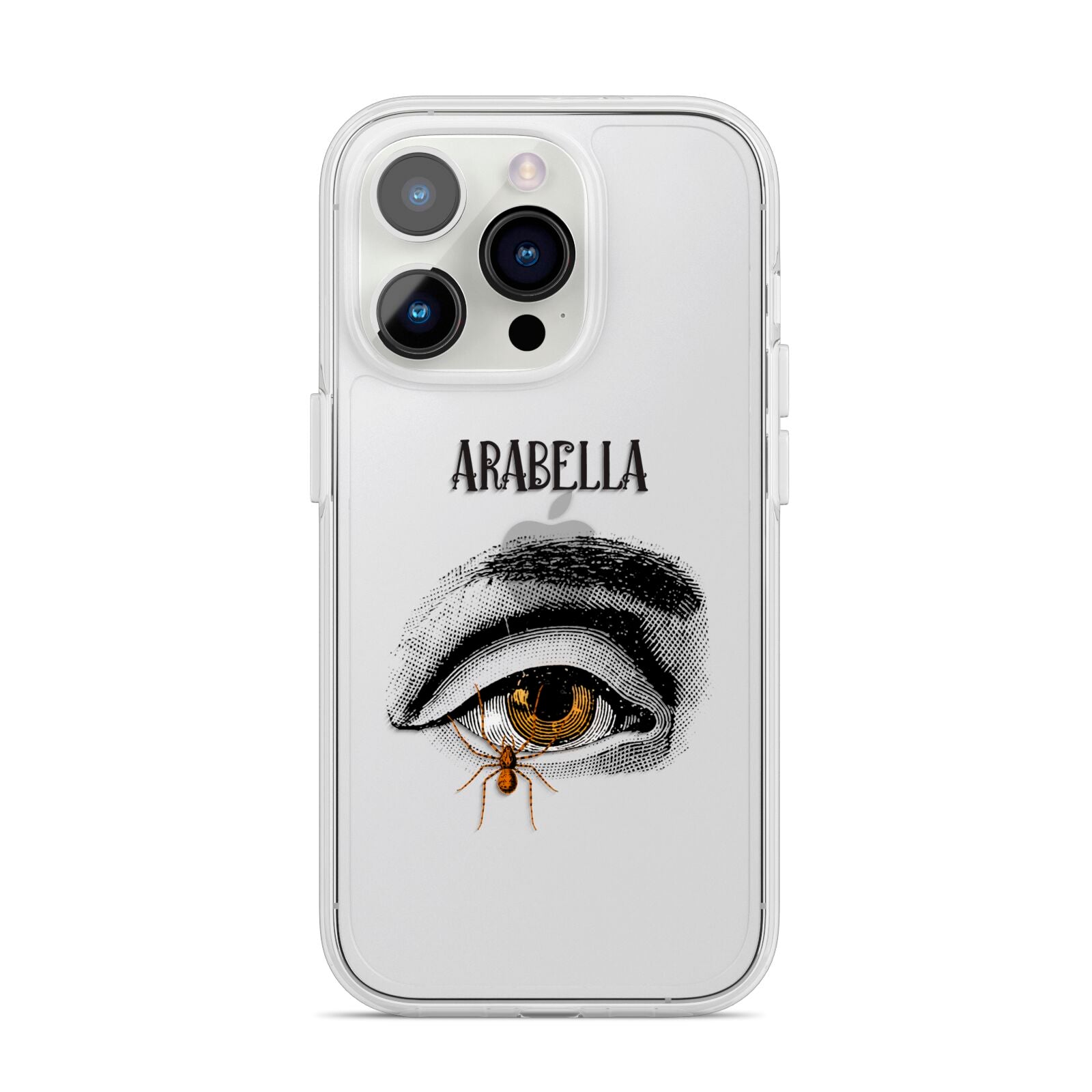 Personalised Vintage Halloween Eye iPhone 14 Pro Clear Tough Case Silver