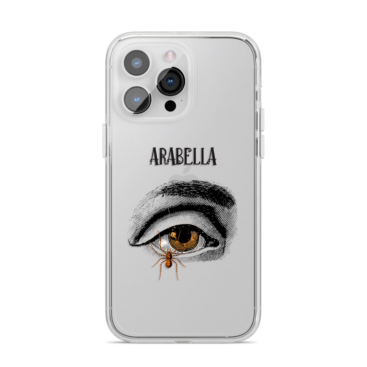 Personalised Vintage Halloween Eye iPhone 14 Pro Max Clear Tough Case Silver