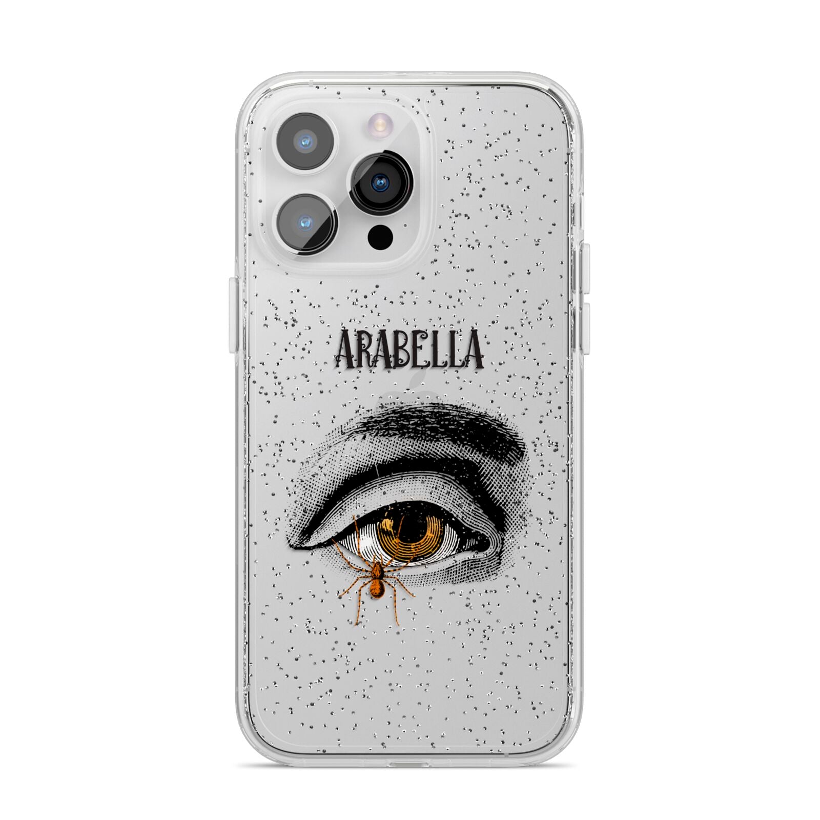 Personalised Vintage Halloween Eye iPhone 14 Pro Max Glitter Tough Case Silver