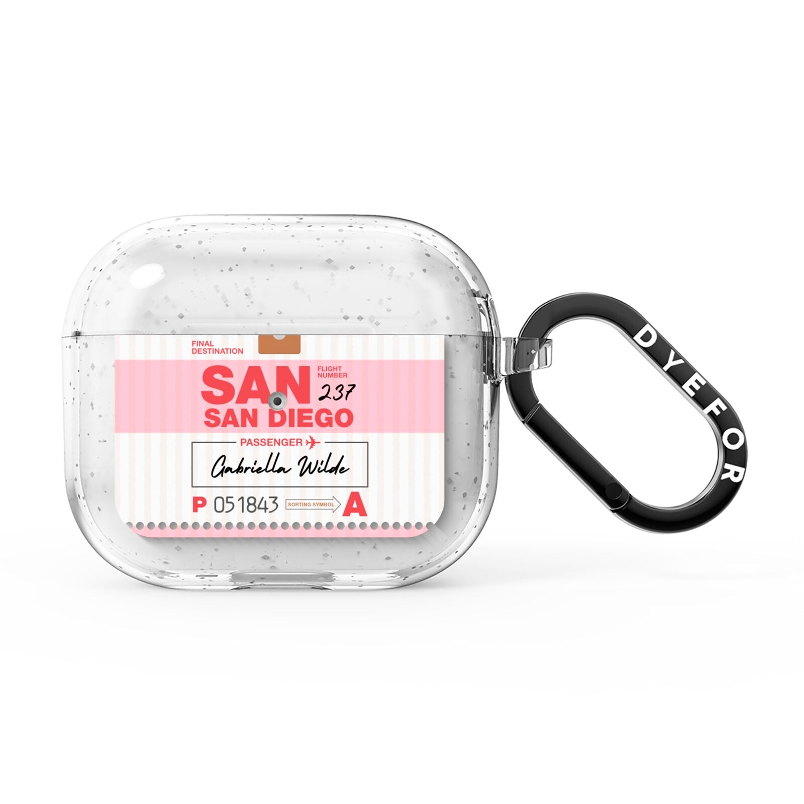 Personalised Vintage Luggage Tag AirPods Glitter Case 3rd Gen