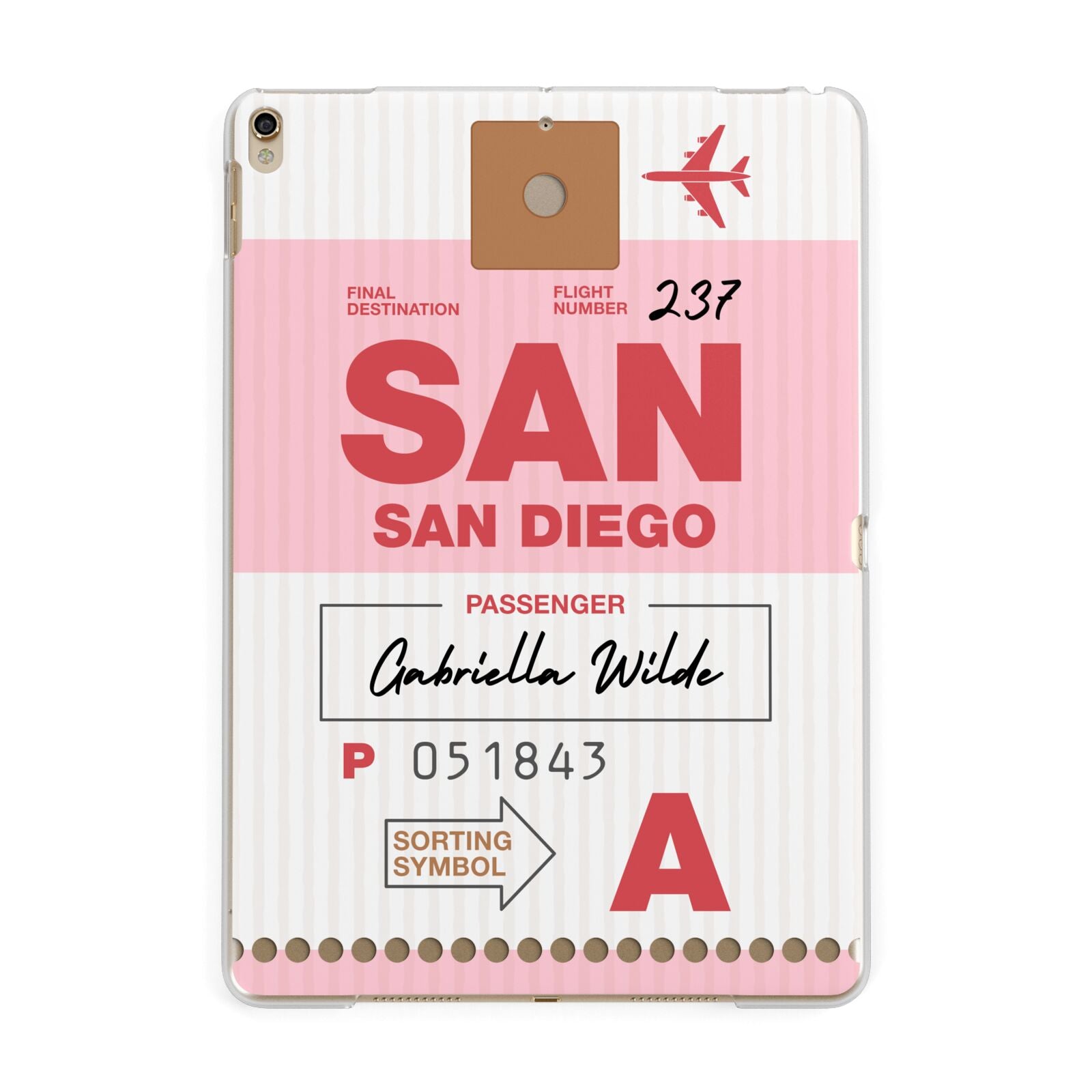 Personalised Vintage Luggage Tag Apple iPad Gold Case