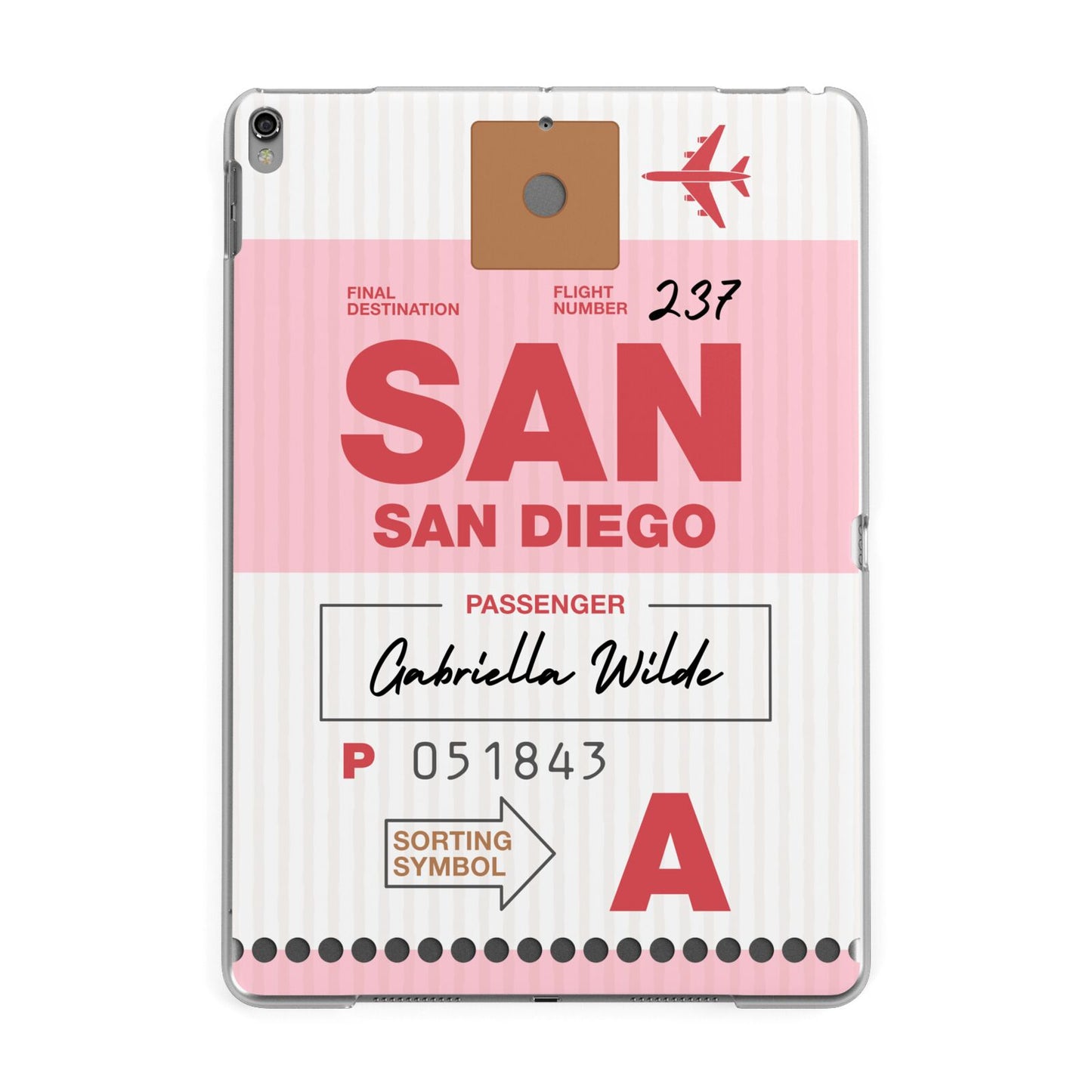 Personalised Vintage Luggage Tag Apple iPad Grey Case