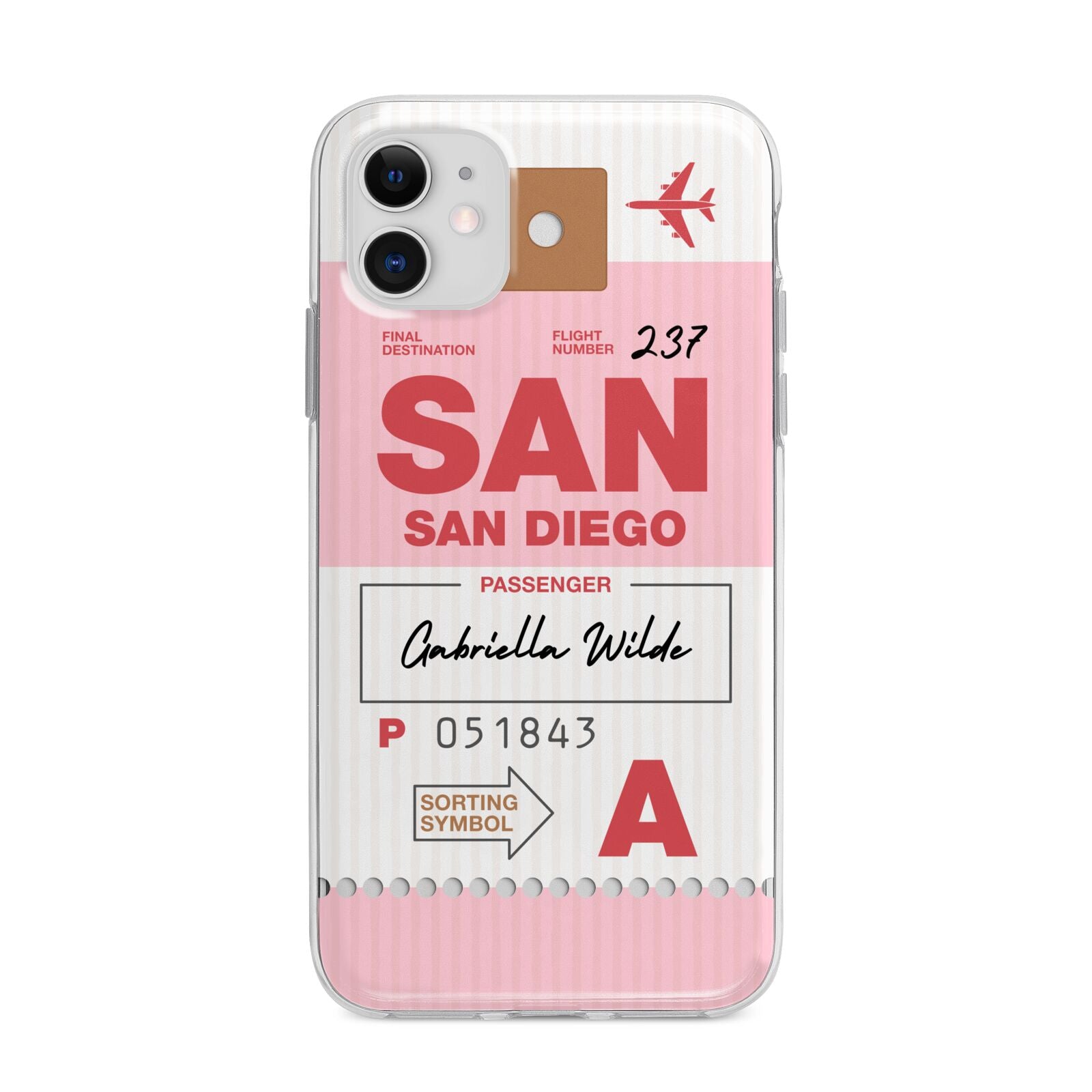 Personalised Vintage Luggage Tag Apple iPhone 11 in White with Bumper Case