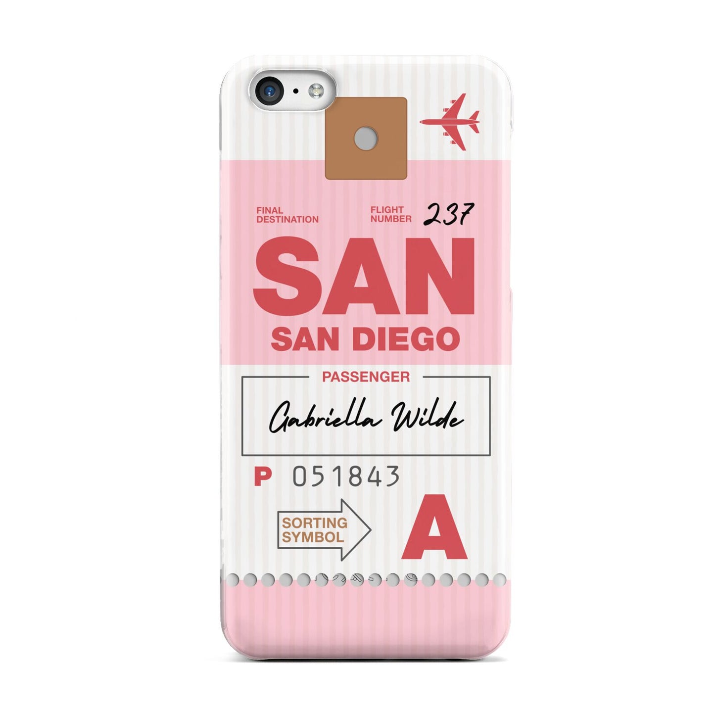 Personalised Vintage Luggage Tag Apple iPhone 5c Case