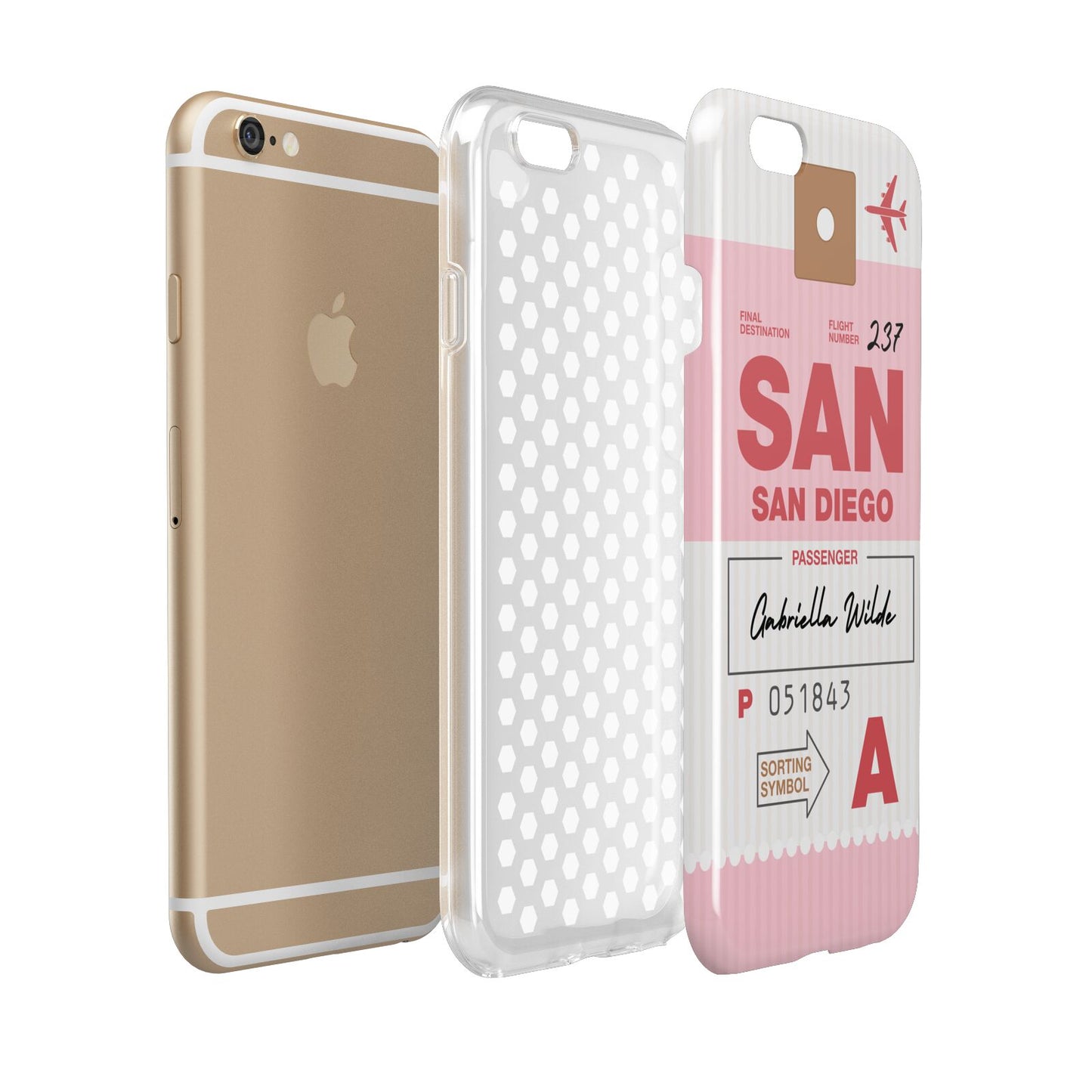 Personalised Vintage Luggage Tag Apple iPhone 6 3D Tough Case Expanded view