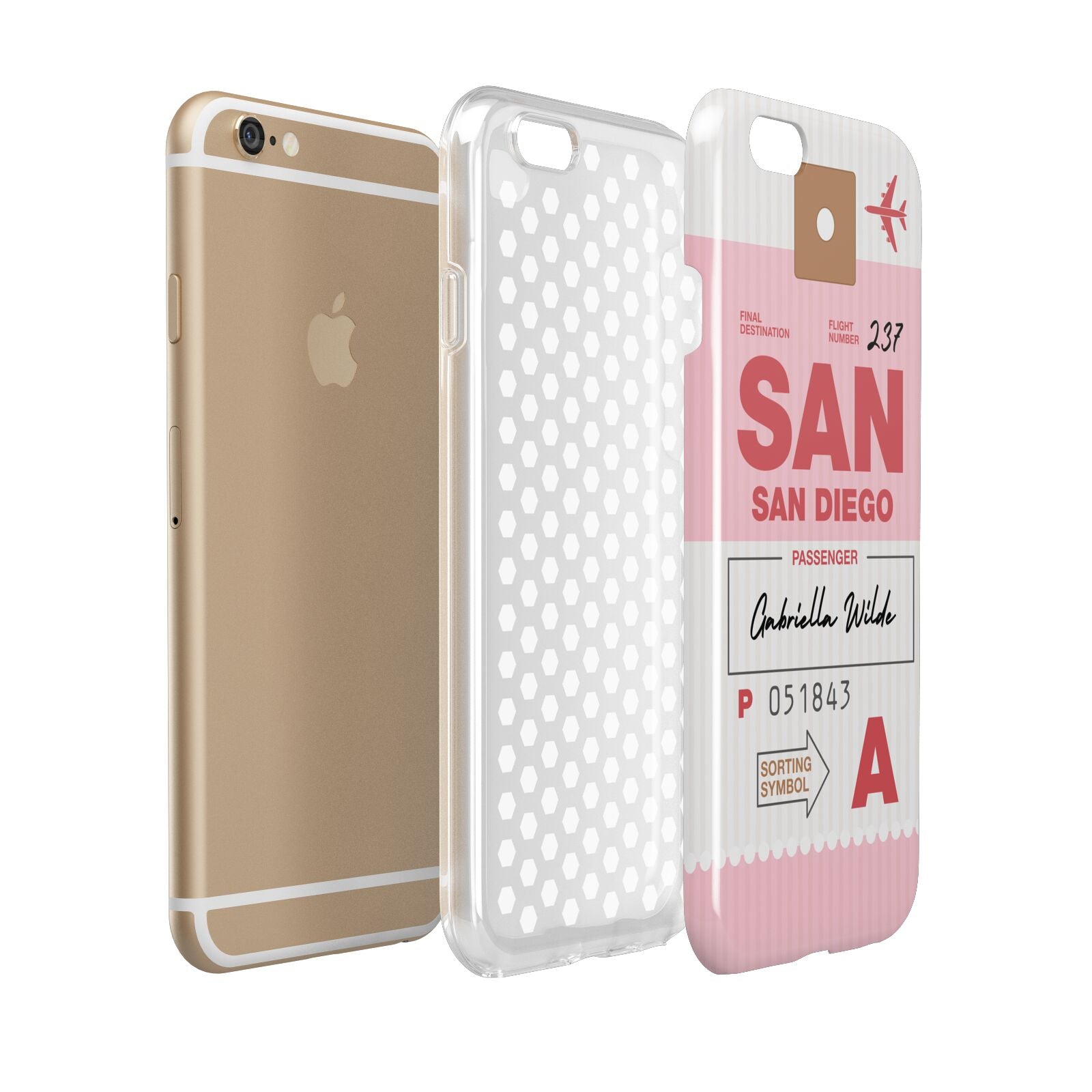 Personalised Vintage Luggage Tag Apple iPhone 6 3D Tough Case Expanded view