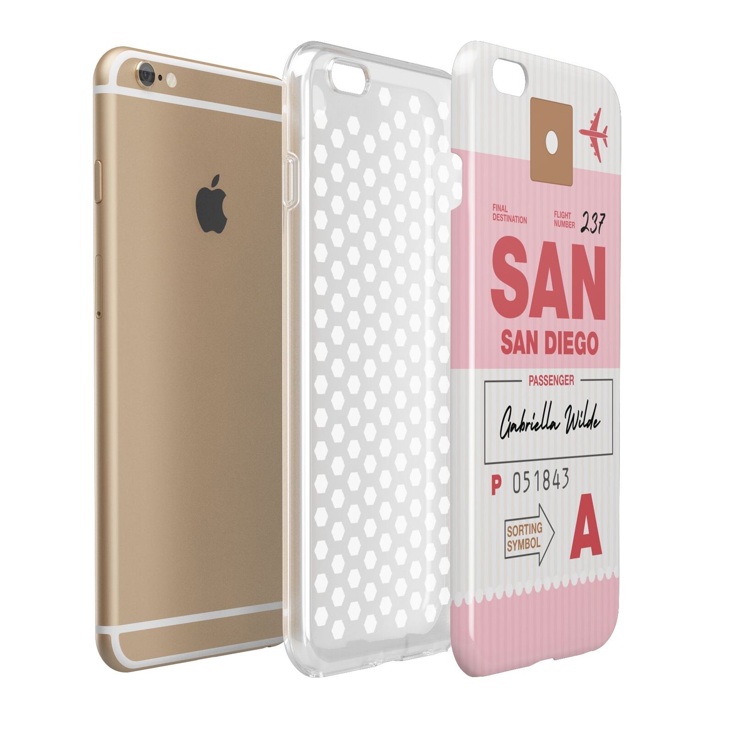 Personalised Vintage Luggage Tag Apple iPhone 6 Plus 3D Tough Case Expand Detail Image