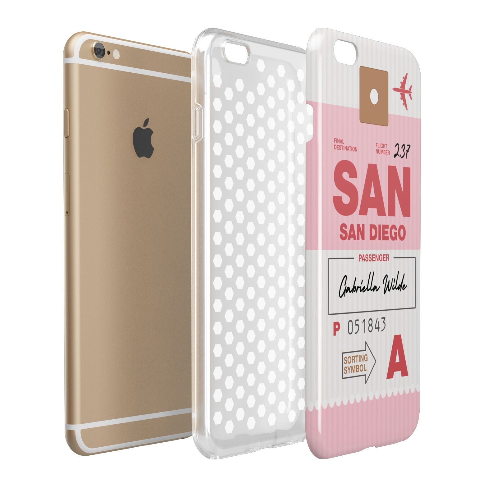 Personalised Vintage Luggage Tag Apple iPhone 6 Plus 3D Tough Case Expand Detail Image