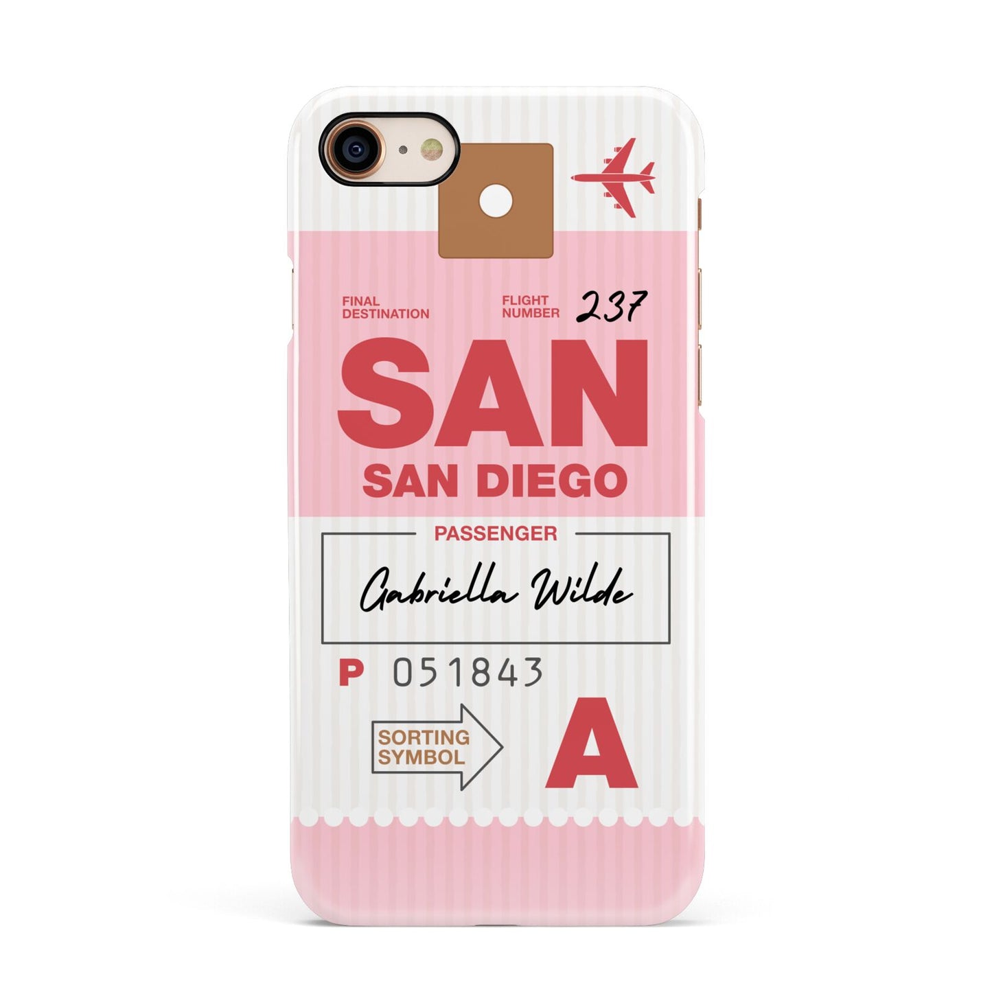 Personalised Vintage Luggage Tag Apple iPhone 7 8 3D Snap Case