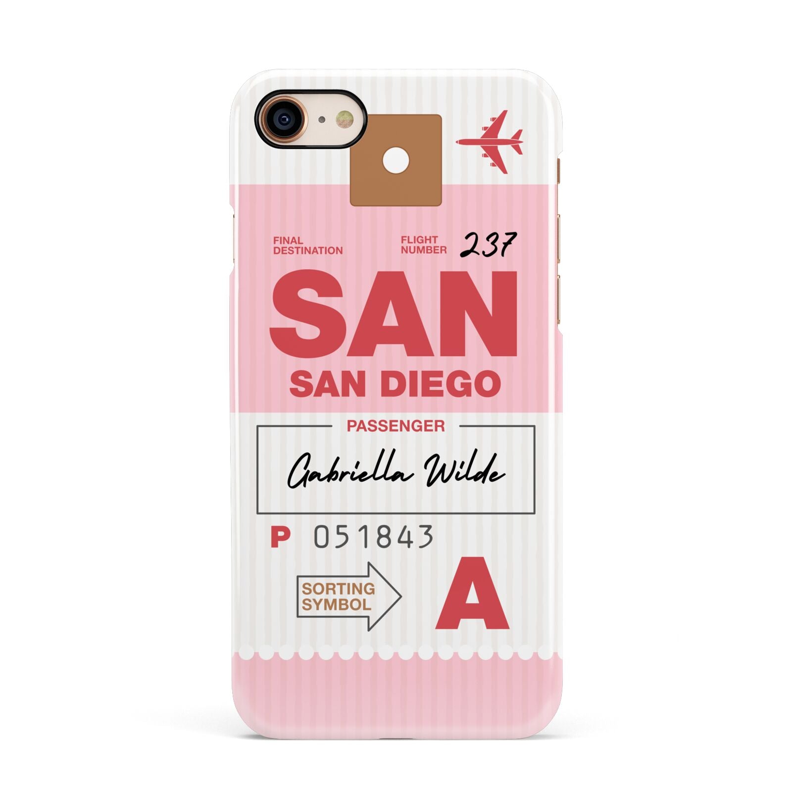 Personalised Vintage Luggage Tag Apple iPhone 7 8 3D Snap Case