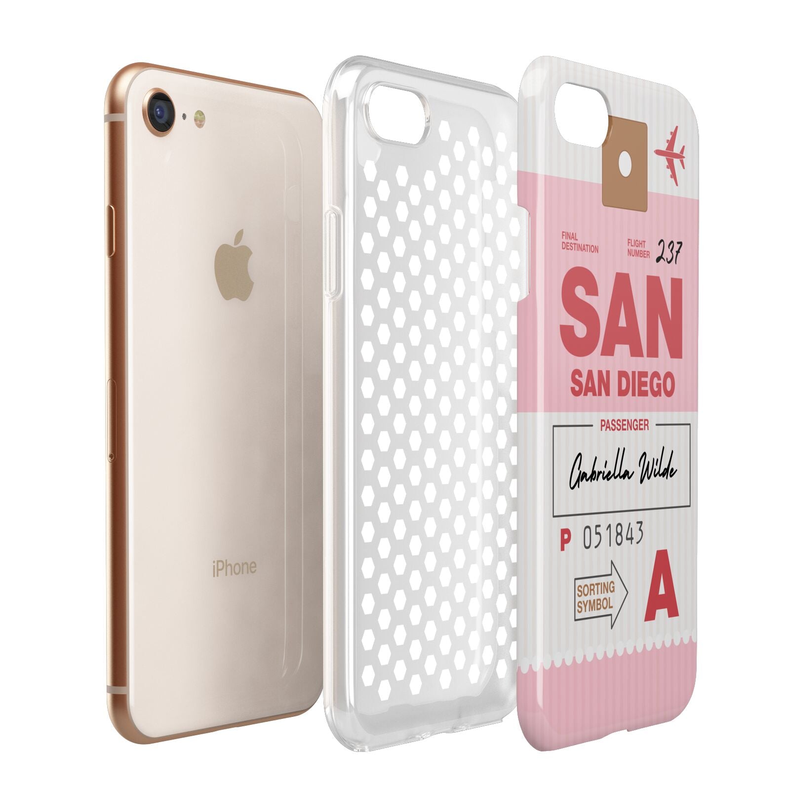 Personalised Vintage Luggage Tag Apple iPhone 7 8 3D Tough Case Expanded View