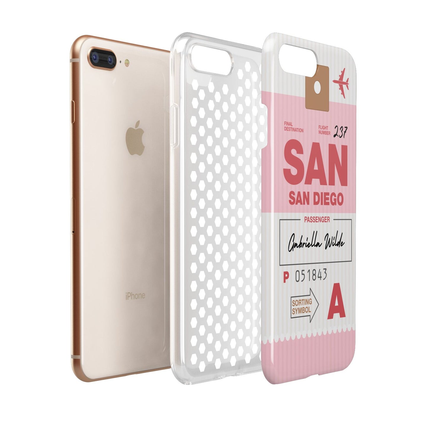 Personalised Vintage Luggage Tag Apple iPhone 7 8 Plus 3D Tough Case Expanded View