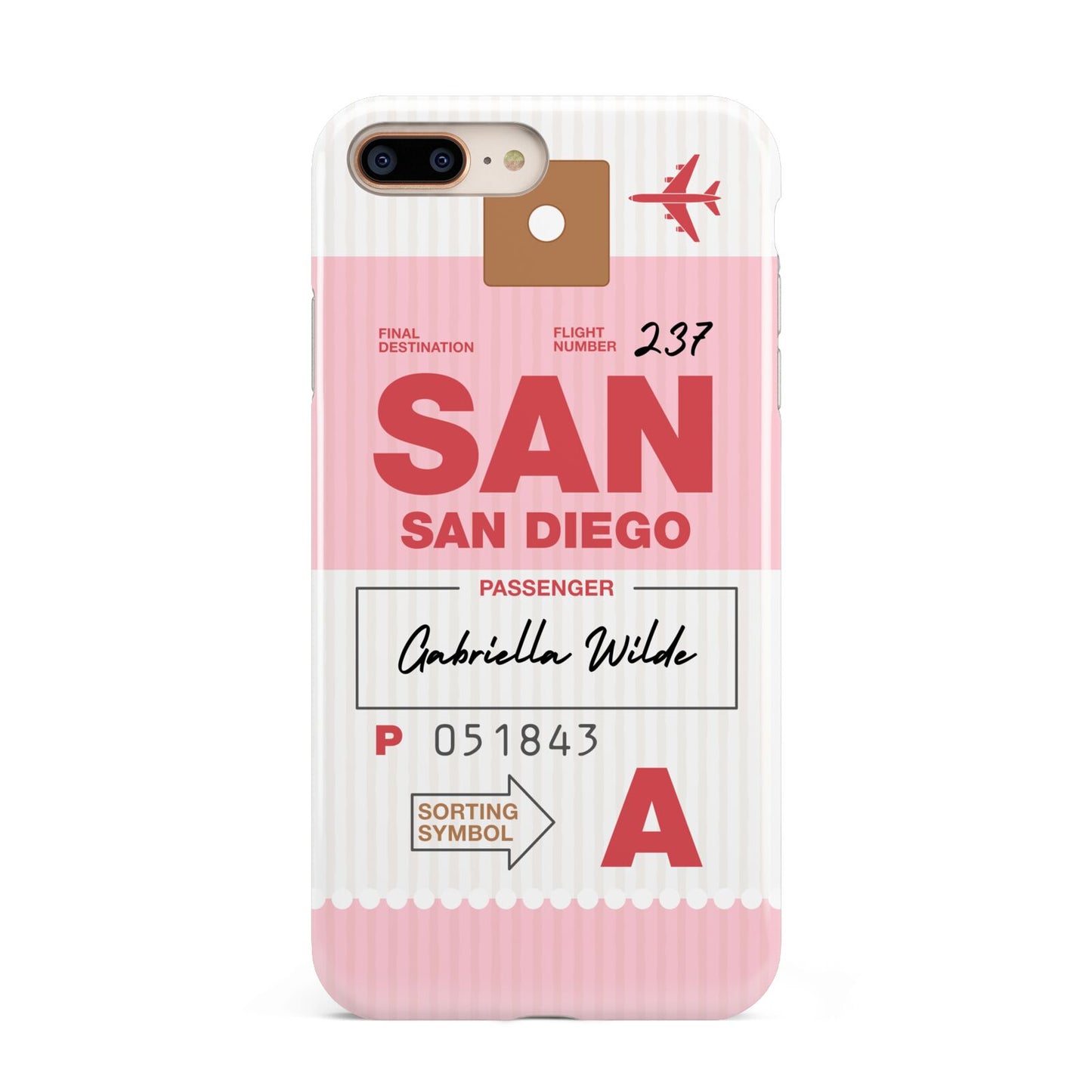 Personalised Vintage Luggage Tag Apple iPhone 7 8 Plus 3D Tough Case