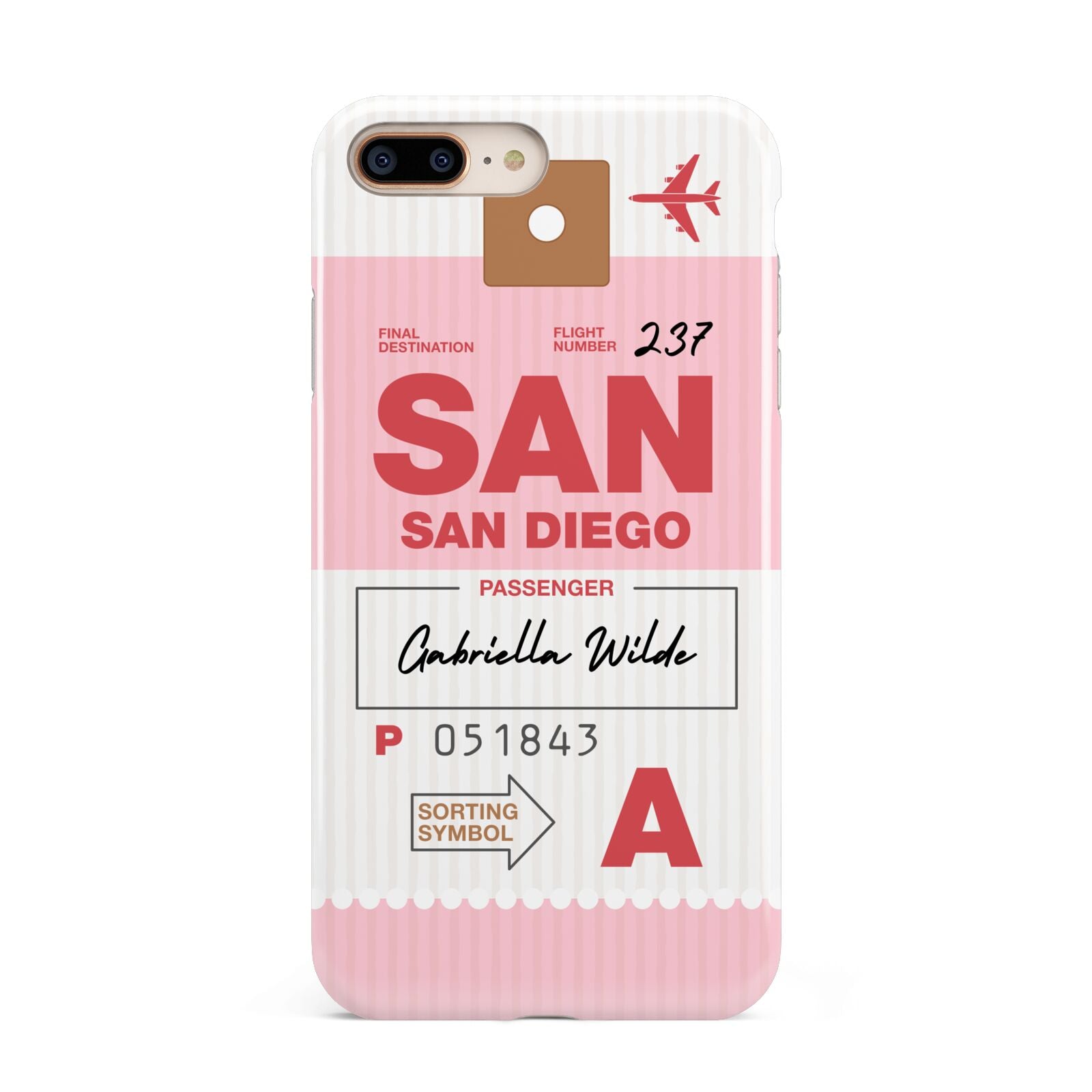 Personalised Vintage Luggage Tag Apple iPhone 7 8 Plus 3D Tough Case