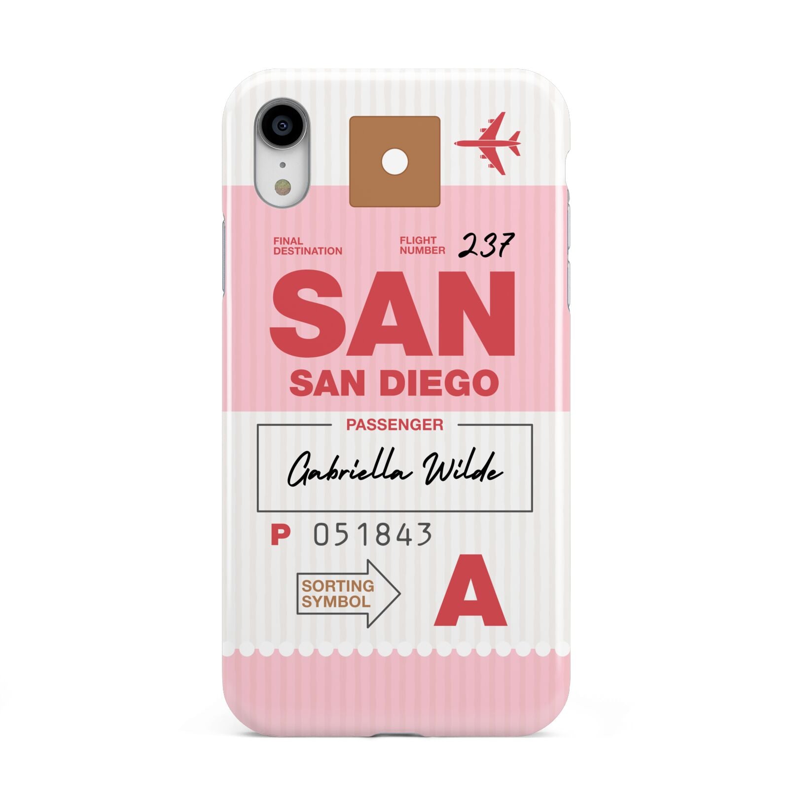 Personalised Vintage Luggage Tag Apple iPhone XR White 3D Tough Case