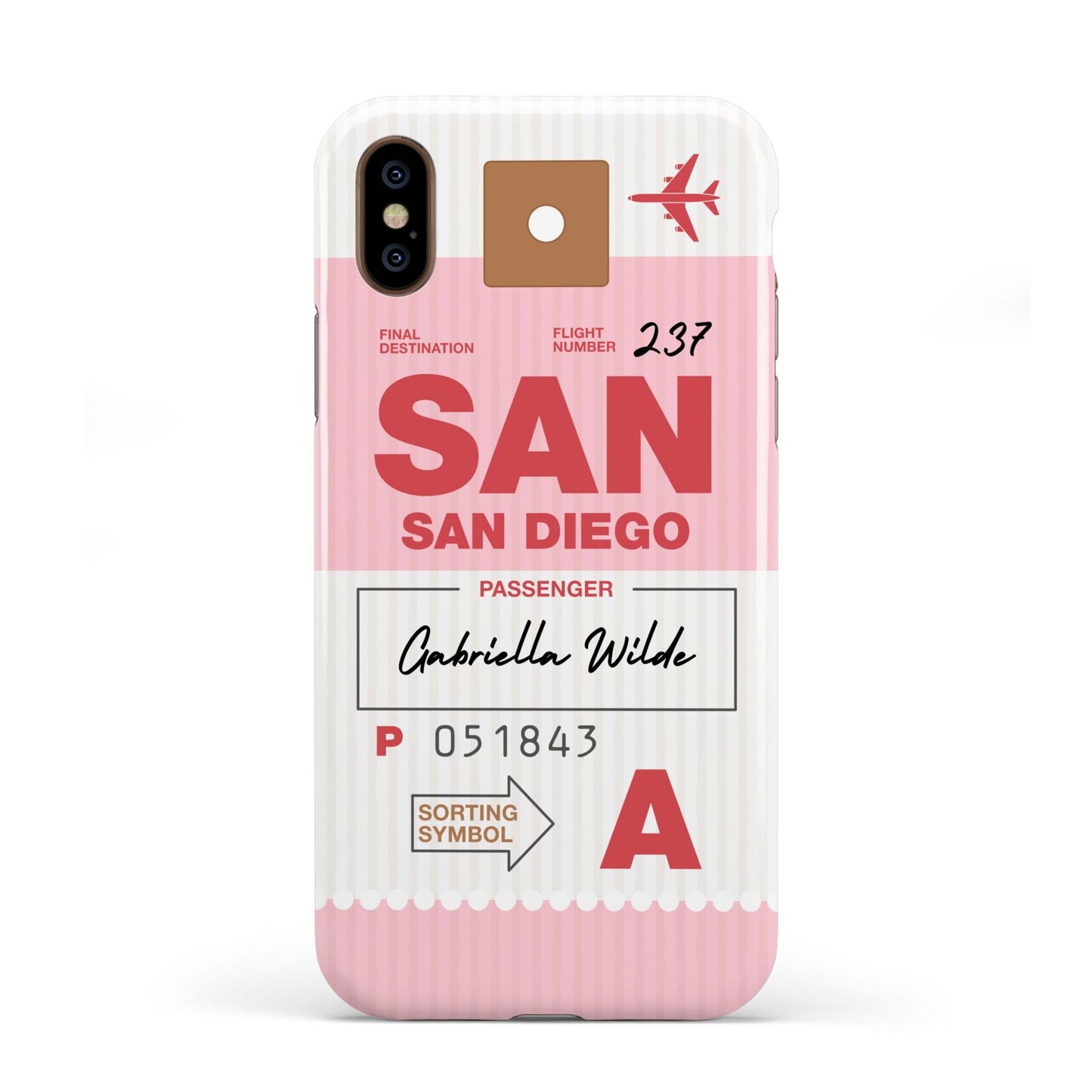 Personalised Vintage Luggage Tag Apple iPhone XS 3D Tough