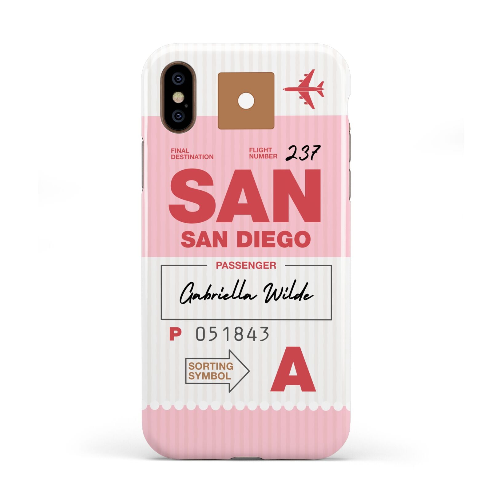 Personalised Vintage Luggage Tag Apple iPhone XS 3D Tough